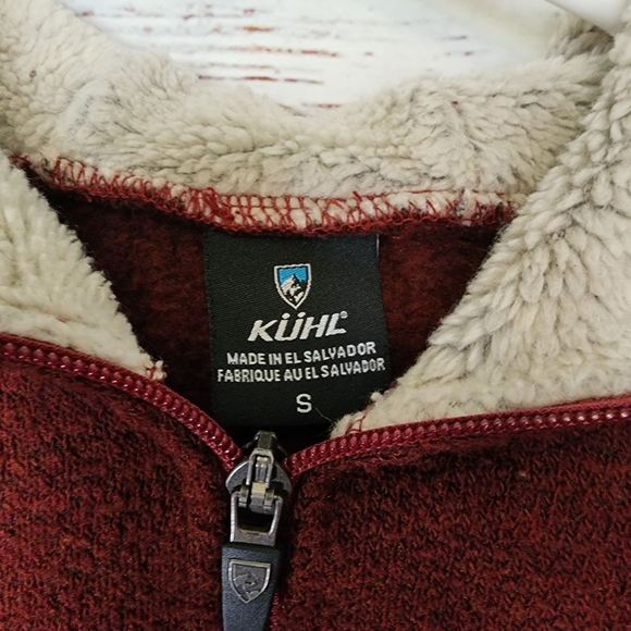 Kuhl "Alfpaca" Women's Maroon & Ivory Hoodie Full Zip Jacket...size Small - Picture 3 of 10